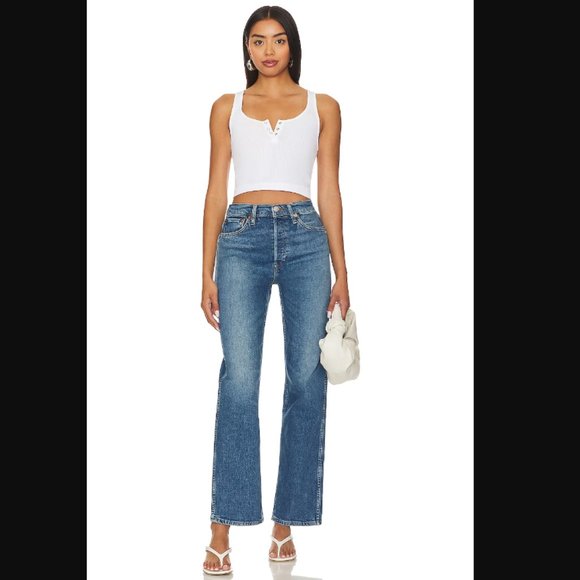 ReDone High Rise Loose Jeans in Anti Fade Size 27 NWT - Picture 1 of 6